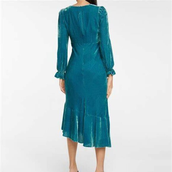 Diane Von Furstenberg Turquoise Velvet Midi Dress - Picture 2 of 8